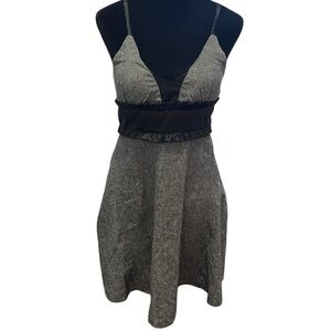 y2k wet seal gray and black baby doll v neck dress medium